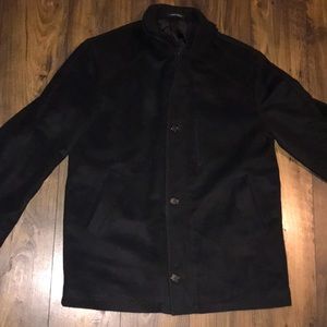 Chaps plain black pea coat